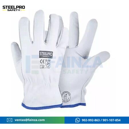 GUANTES DE BADANA BLANCO STEELPRO
